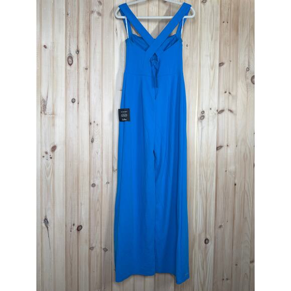 NWOT Lulus Glamorous Dedication Blue Sleeveless Wide-Length Jumpsuit Size L - Picture 4 of 6
